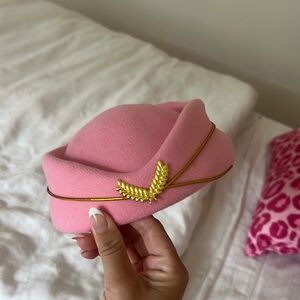 Source Unknown Pink Hat with Gold Leaf Detail